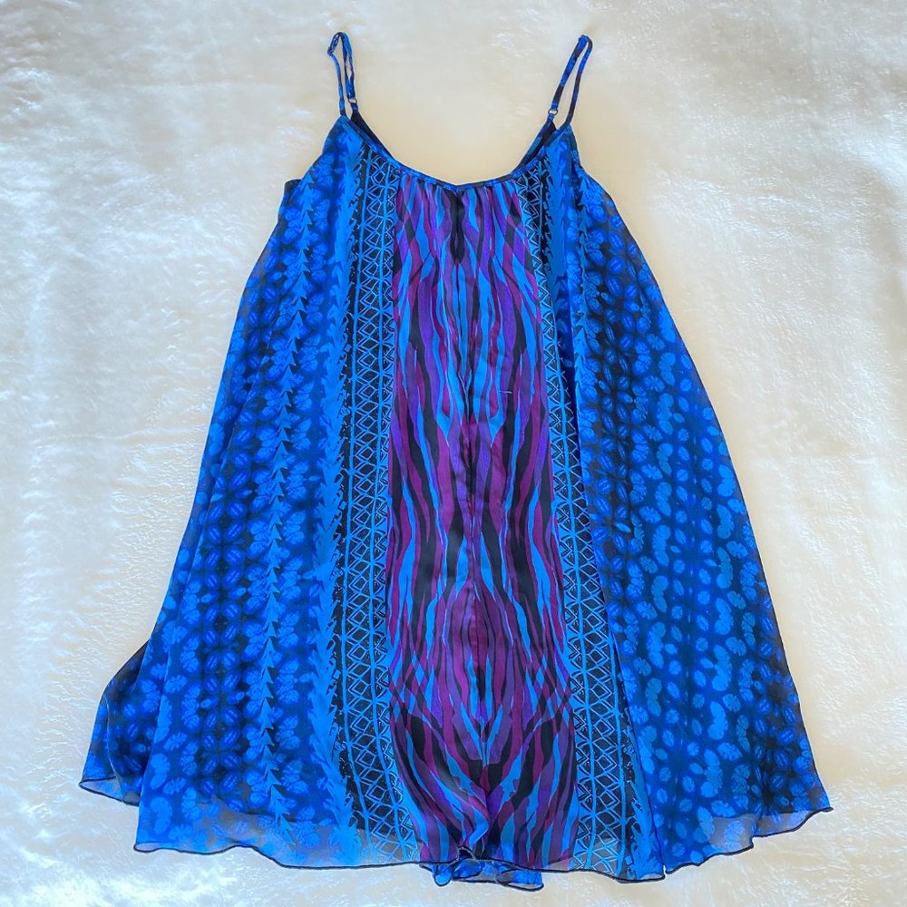 Express Blue Print Flowy Dress